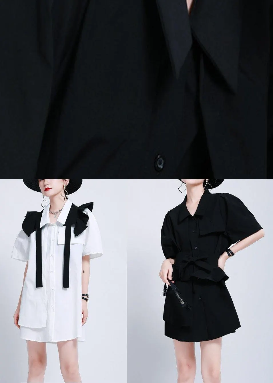 Organic Black Peter Pan Collar Summer Cotton Dress