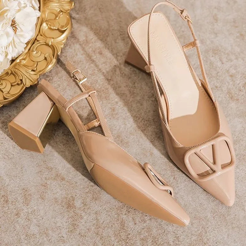 Breakj Breakj Yards Large-Size Women's Shoes 41 Fat Summer Thick Heel With Sandals Women's Pointed Korean Version Of Shallow Roman Shoes