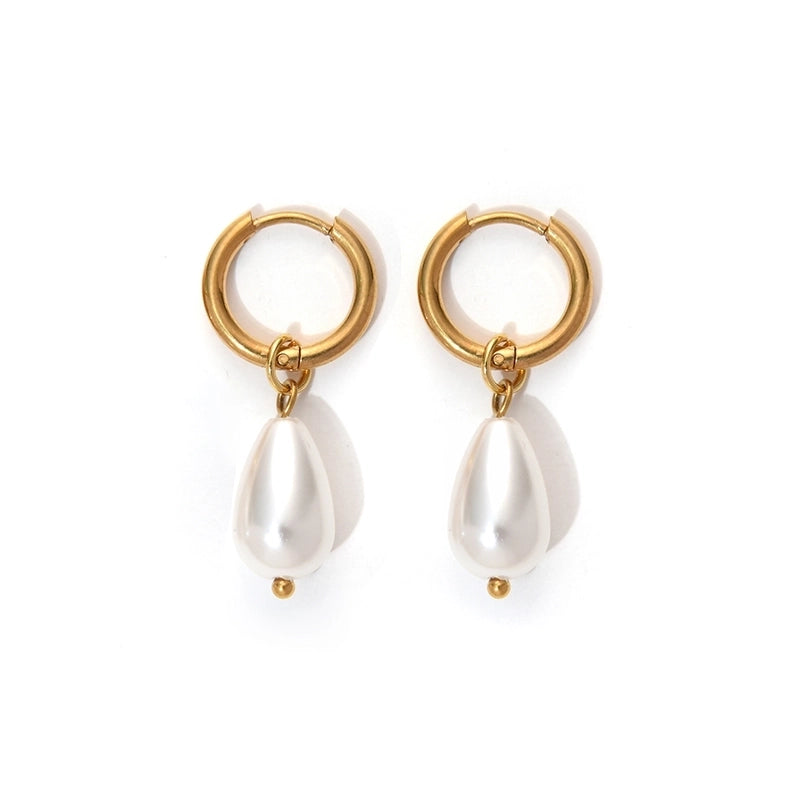 1 Pair Classical Cute Baroque Style Geometric 304 Stainless Steel Imitation Pearl 14K Gold Plated Drop Earrings