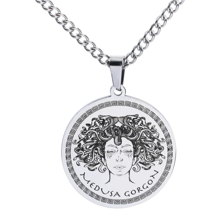 Medusa Gorgon Pendant Steel Necklace
