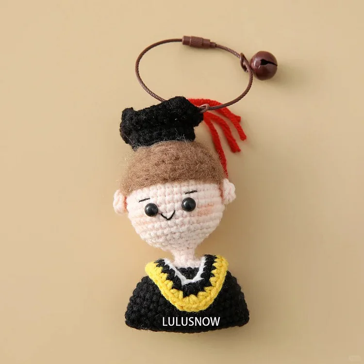 Lulusnow Handmade Graduation Season Boy Crochet Key Chain Bag Accessories Good as Gift for Couple