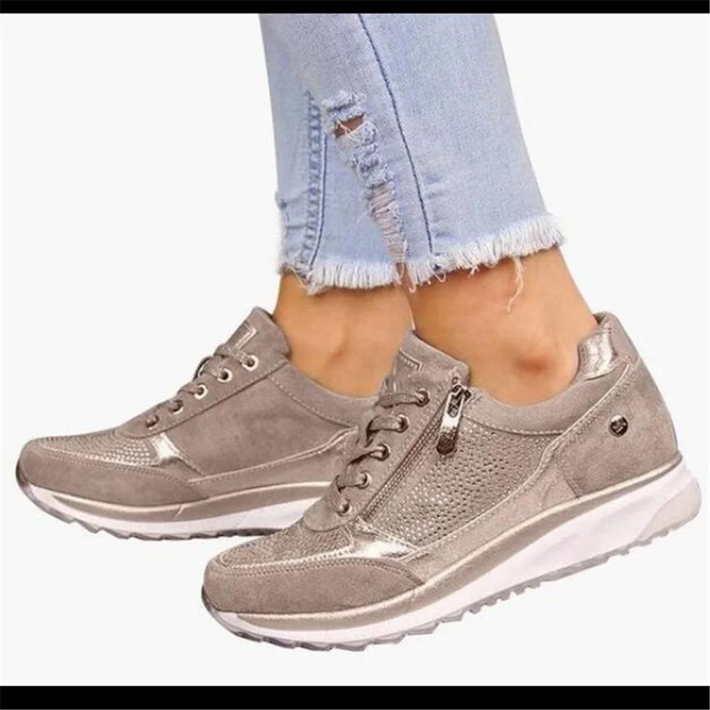 2021 New Women's Shoes Rhinestones Large Size Single Sports Shoes Women Sneakers Fashion Zipper Casual Women Vulcanized Shoes