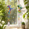 2PCS Spread-Winged Bird 5D DIY Diamond Painting Wind Chimes Suncatcher Kit Double Sided Diamond Art Kits Suncatcher with Crystal Pendant for Home Wall Window Decor Adults DIY Art Craft