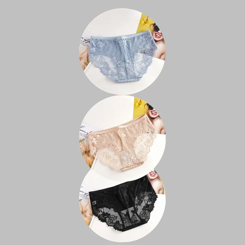 Fashion Sexy Comfortable Lace Panties Cotton Patchwork Panties Underpants Solid Shorts Sexy Underwear Cutout Underwear Ladies