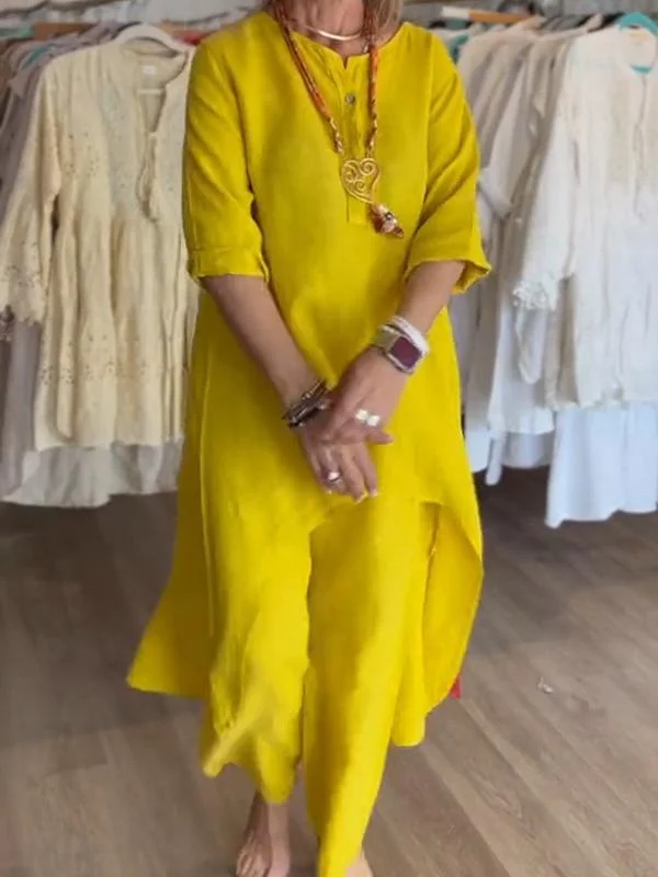 Long Sleeve Shirt Loose Pants Two Piece Set