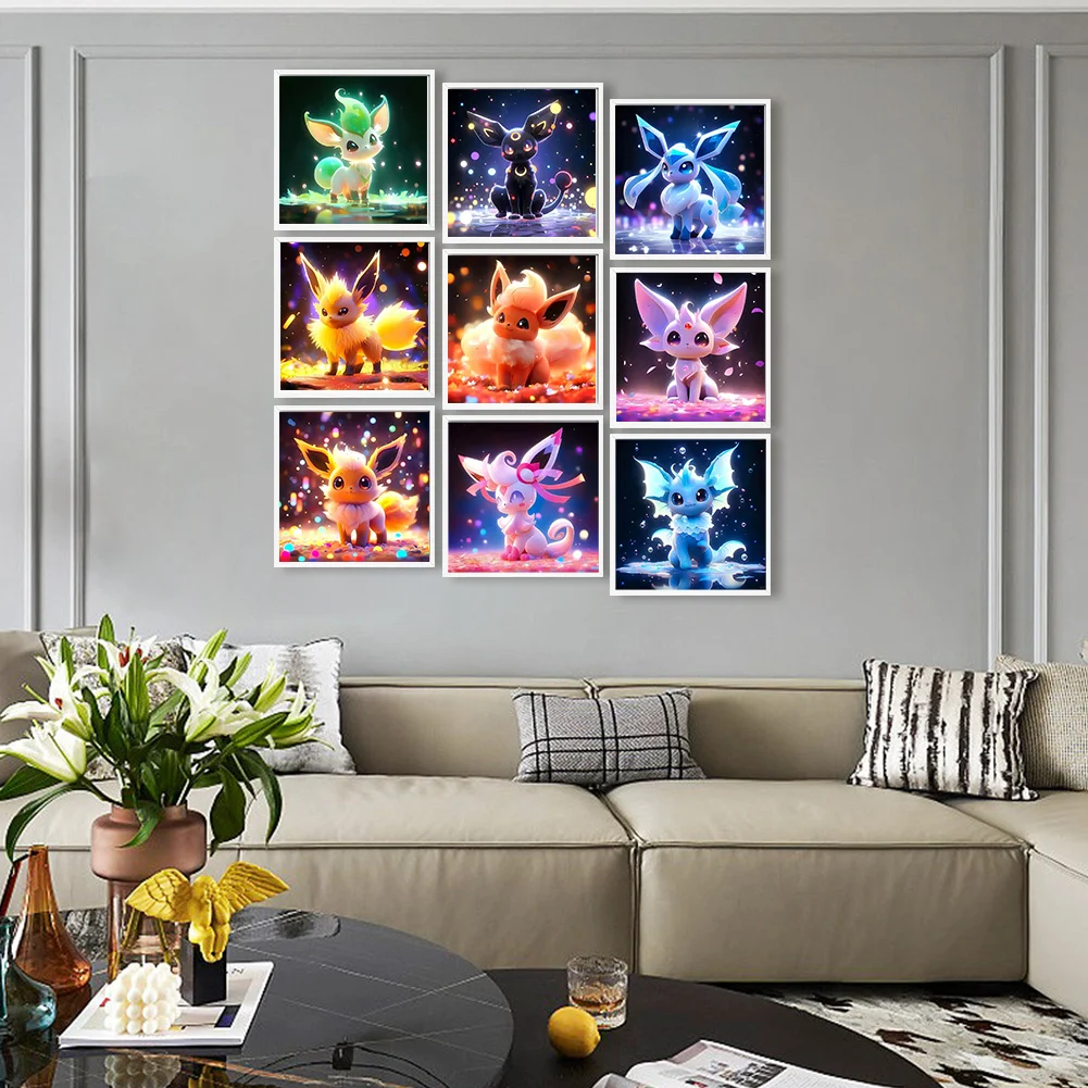 9pcs/Set Diamond Painting - Full Round Drill - Pokemon(Canvas|30*30cm)