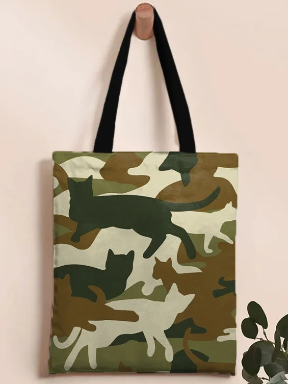 Women's Camouflage Cats Print Shoulder Tote Bag
