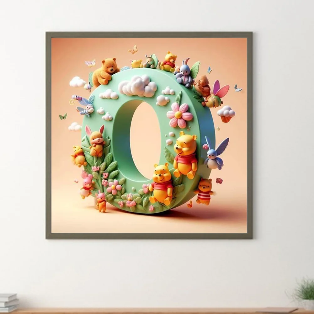 Full Round Diamond Painting 30*30cm - Winnie The Pooh'S 26 Letters O