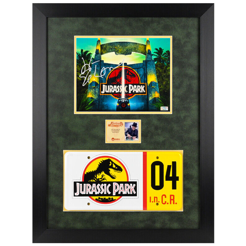 Jeff Goldblum Autographed Jurassic Park 8x10 Photo Poster painting License Plate Framed Display