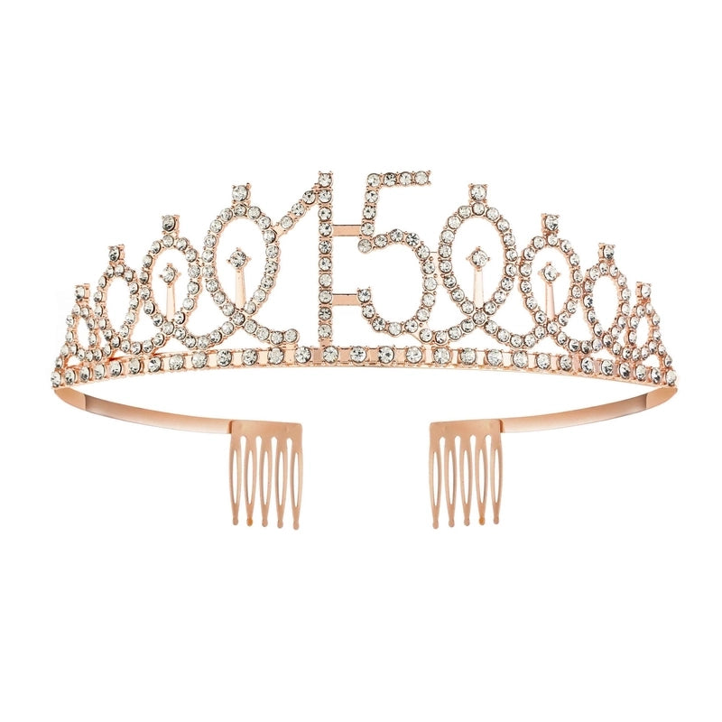 Women’s IG Style Shiny Number Crown Alloy Hollow Out Inlay Rhinestones Crown