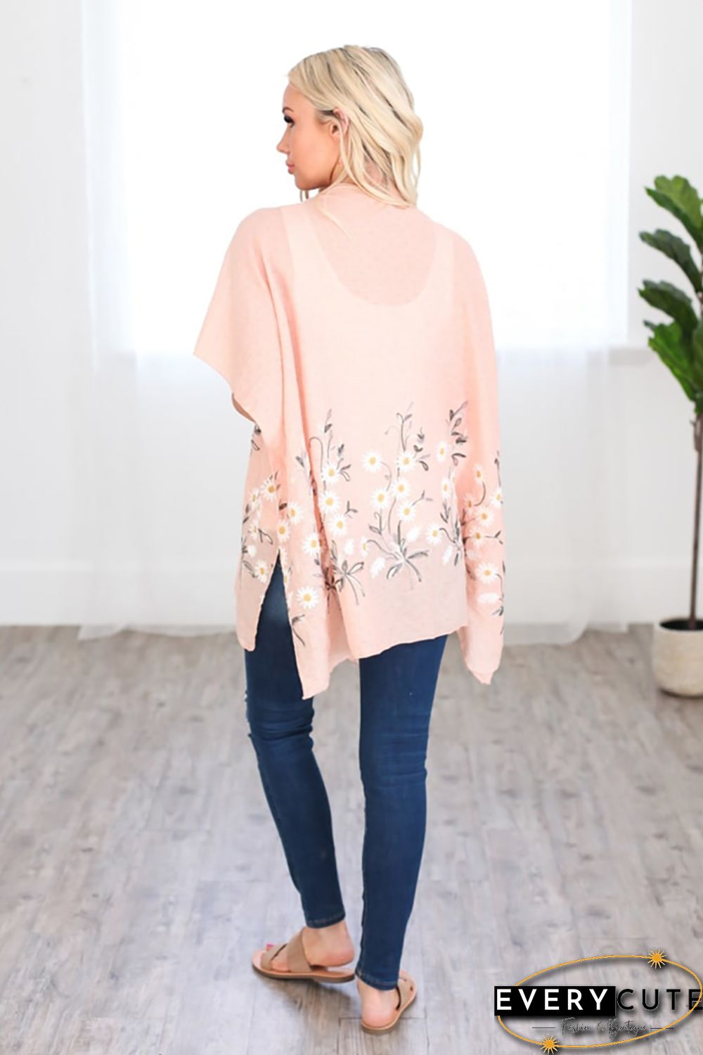 Pink Spring Daisy Woven Kimono