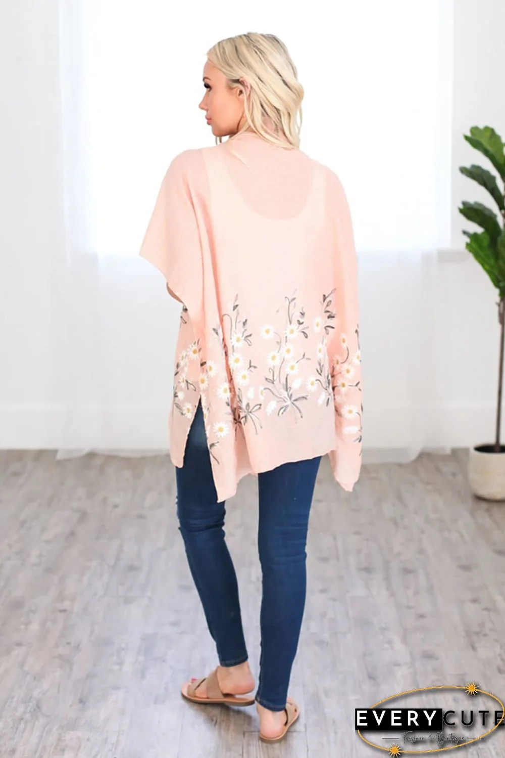 Pink Spring Daisy Woven Kimono