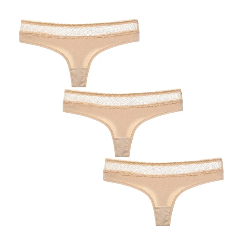 3Pcs/Lot Women G-String Cotton Thongs Solid Sexy Panties Lace Underwear Female T-back Underpants Girls Bikini Panty Thongs 2020