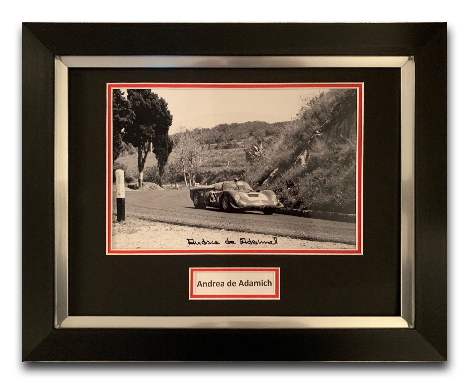 ANDREA DE ADAMICH HAND SIGNED FRAMED Photo Poster painting DISPLAY - ALFA ROMEO 1.