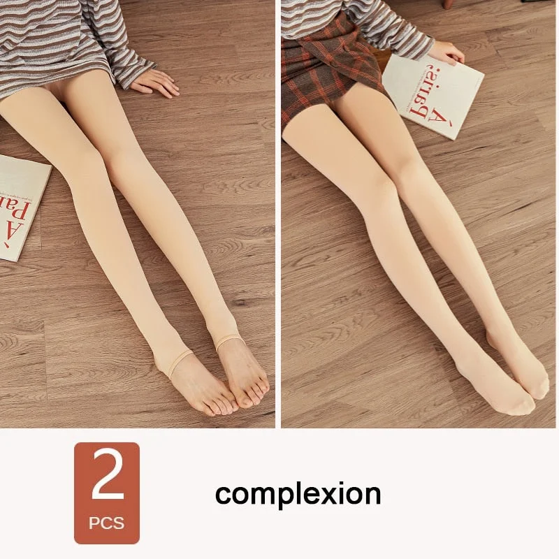 ATHVOTAR 2Pcs Winter Warm Pants Women Casual Thicken Elasticity Velvet Pants Thermal High Waist Pants for Women