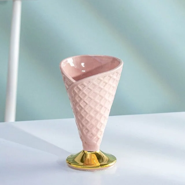 Ice Cream Cone Porcelain Dessert Cup & Bowl