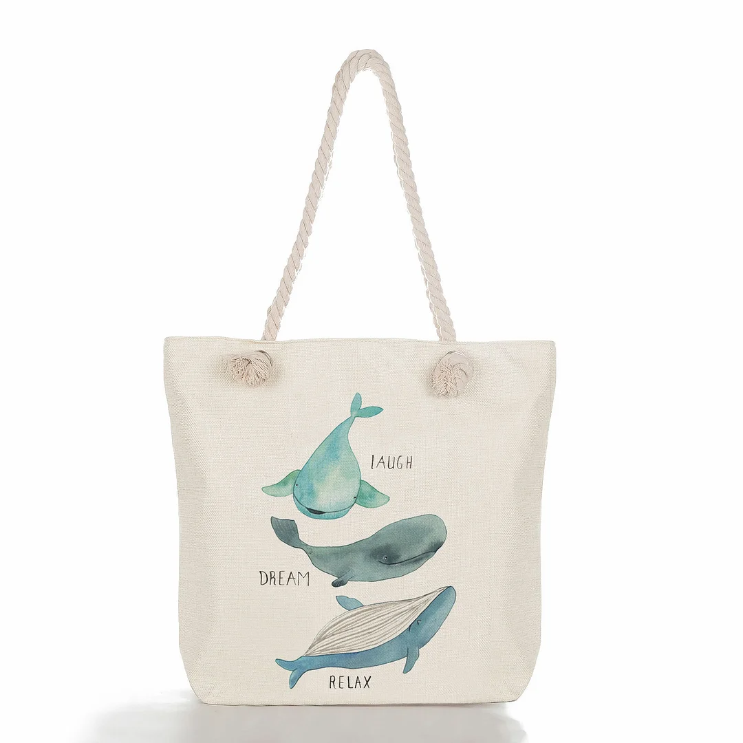 Ocean Print Lino Art Tote Bag、、URBENIE