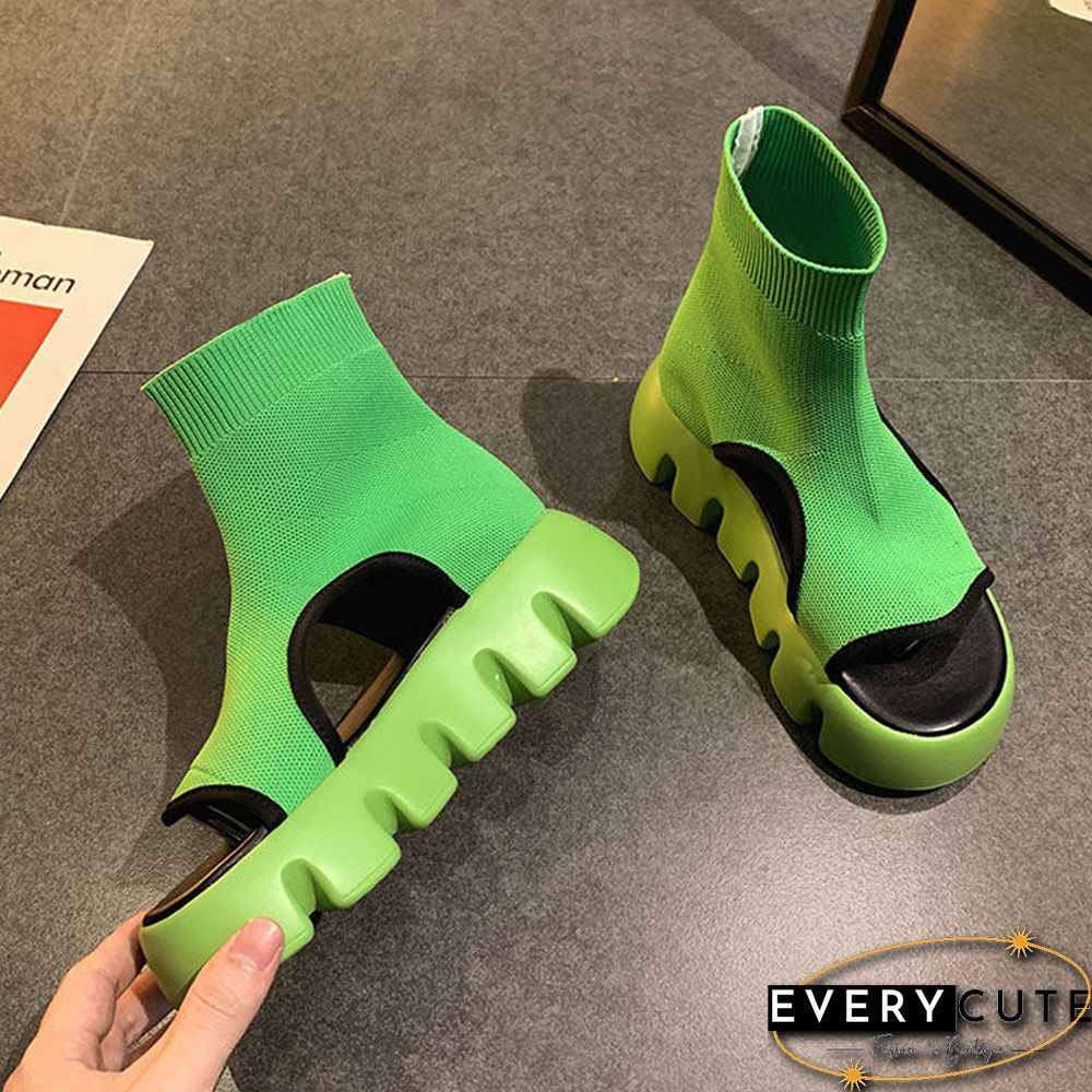 Summe Cool Zapatos Mujer Boots Female Slides-Stretch Fabric 5cm Platform Sandals Women