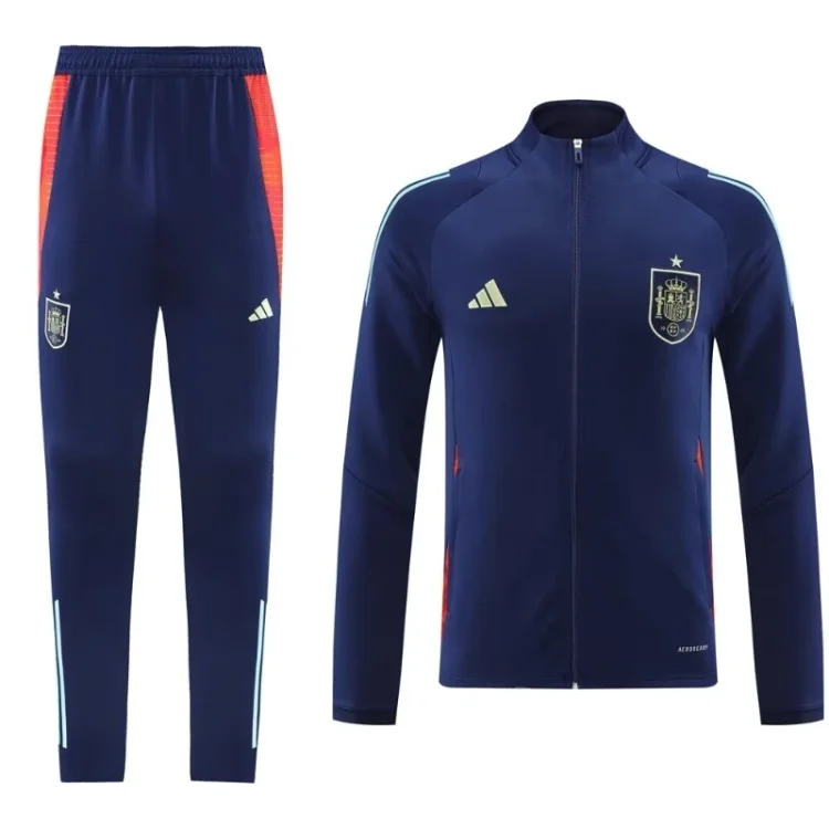 2024 Spain Navy Long Sleeve Sports Jacket Suit