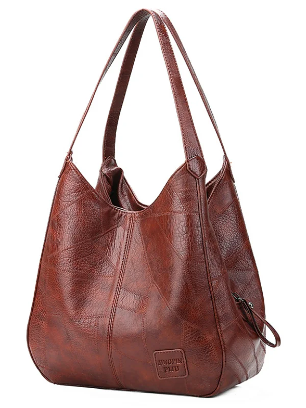Vintage Washed Soft Leather Utility Shoulder Bag