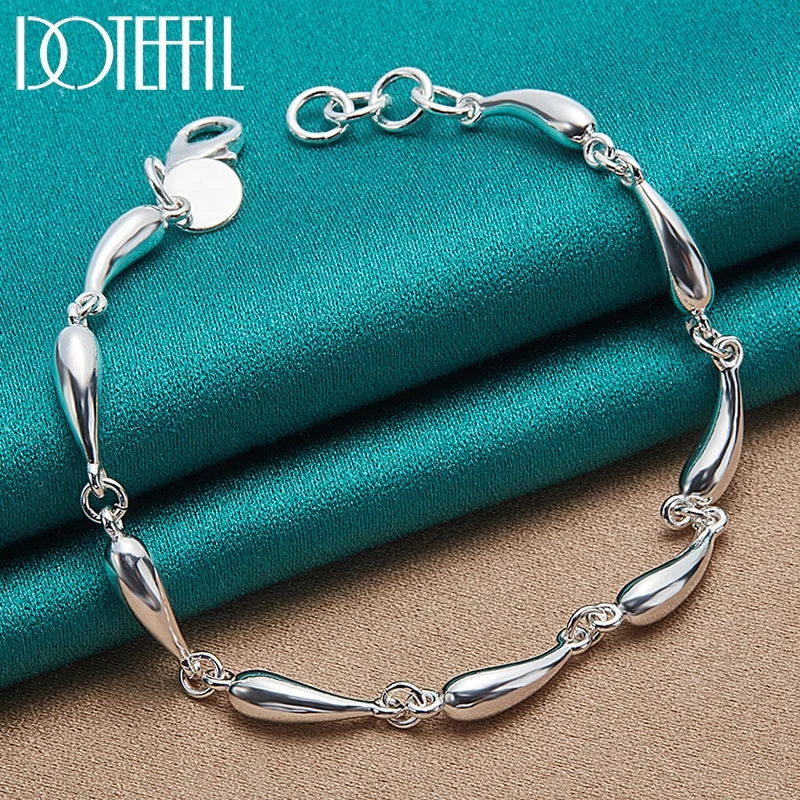 925 Sterling Silver Water Drop Chain Bracelet For Women Luxury Brand Wedding Engagement Charm Jewelry Christmas Gift