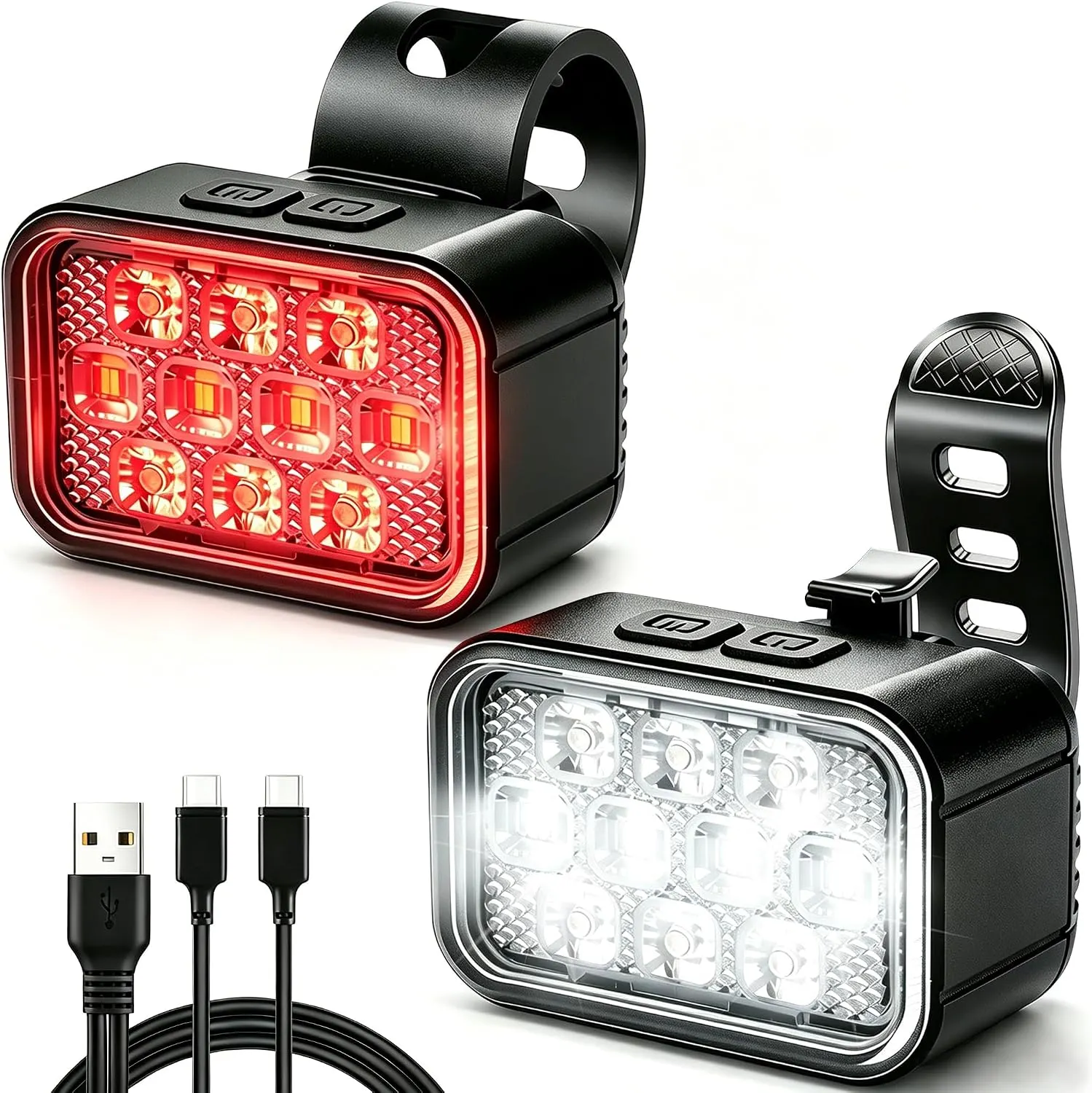 Victoper 10-LED Rechargeable Bike Light Set-Victoper