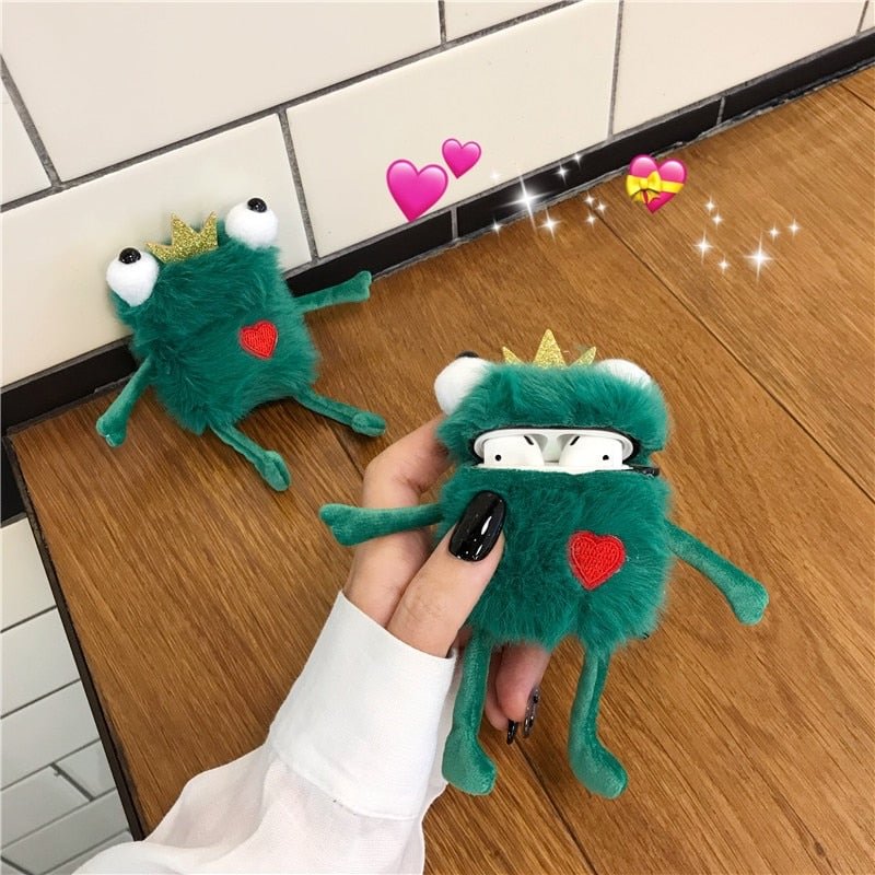 Plush Toy Frog Apple AirPods Protective Case Cover