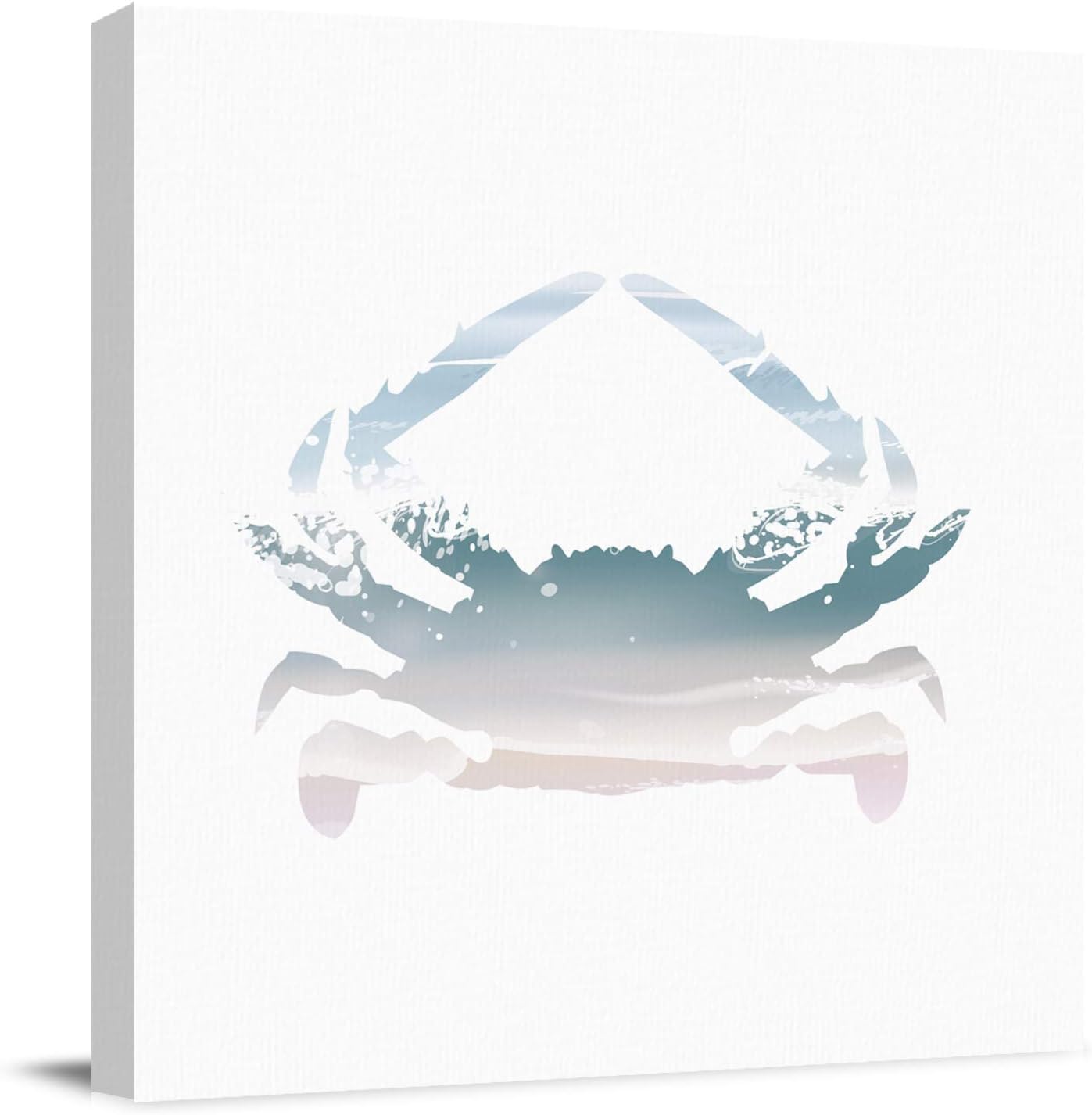 Canvas Wall Art for Living Room Beach and Sea Wave Pattern in crab Canvas Prints Picture Framed Wall Decor for Holiday Bedroom Bathroom Framhouse Office Home Decoration, 28 inch x28 inch  28 x 28 in