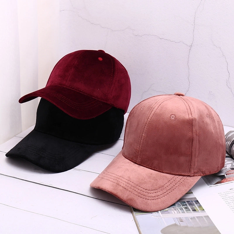 Spring And Autumn New Korean Style Simple Light Plate Baseball Cap Women's Golden Velvet Solid Color Outdoor Sports Sunscreen Cap With Logo