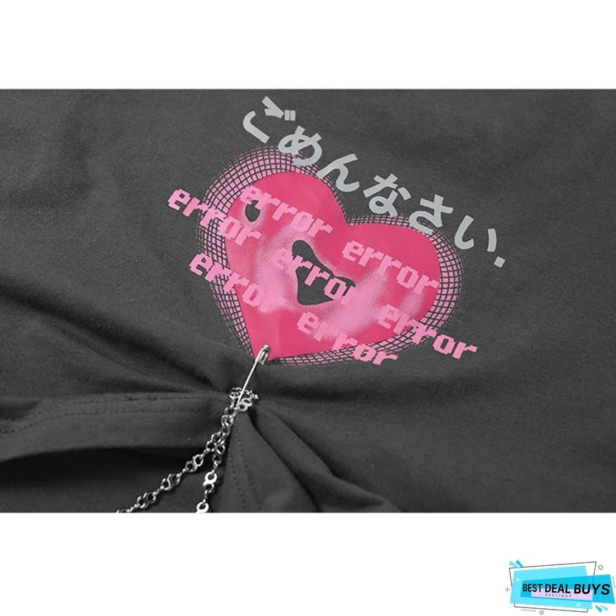 Heart Print Chain Crop Top