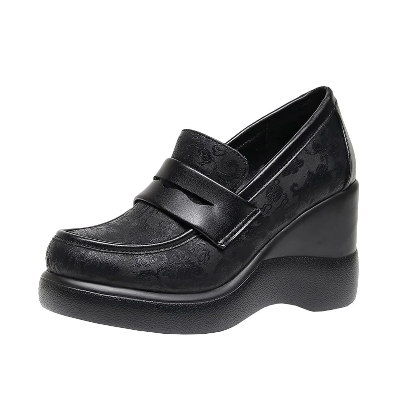 Breakj Breakj And Soft-Soled Thick-Soled Lod Shoes Women's Slope With English Wind One-Legged Leather Shoes Mother Small Leather Shoes Deep Mouth Single Shoes