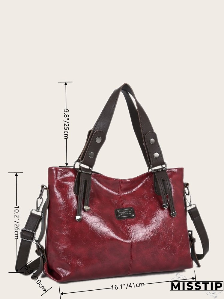 Metal Letter Decor Large Capacity Tote Bag