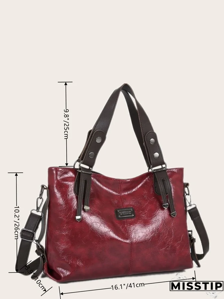 Metal Letter Decor Large Capacity Tote Bag