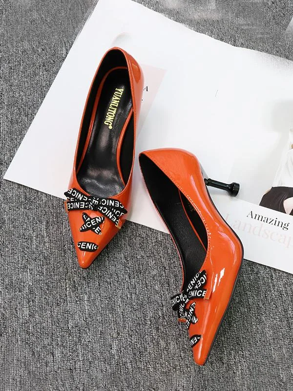Fashion pointed cross straps bowknot coral high-heeled shoes