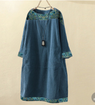 Mature Women Korean Style Loose 34 Sleeve Plus Size Dress