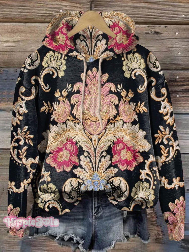 Vintage Lovely Floral Art Print Casual Hoodie Sweatshirt Multicolor / S