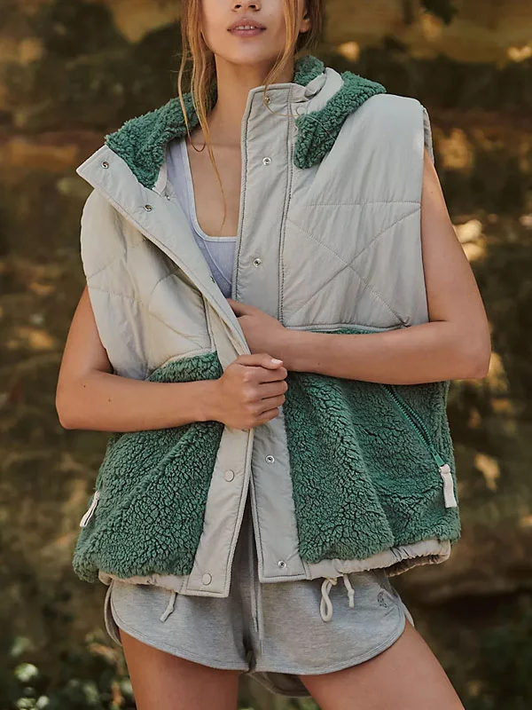 Patchwork lambswool outdoor airy ladies vest