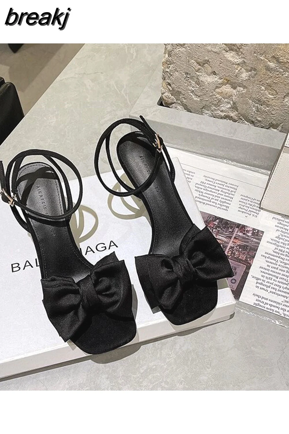 breakj 8CM Sandals Women Summer Designer Sandals Heels Rhinestone Silk Bow Ankle Strap Ladies Prom sandale femme luxe AD3402