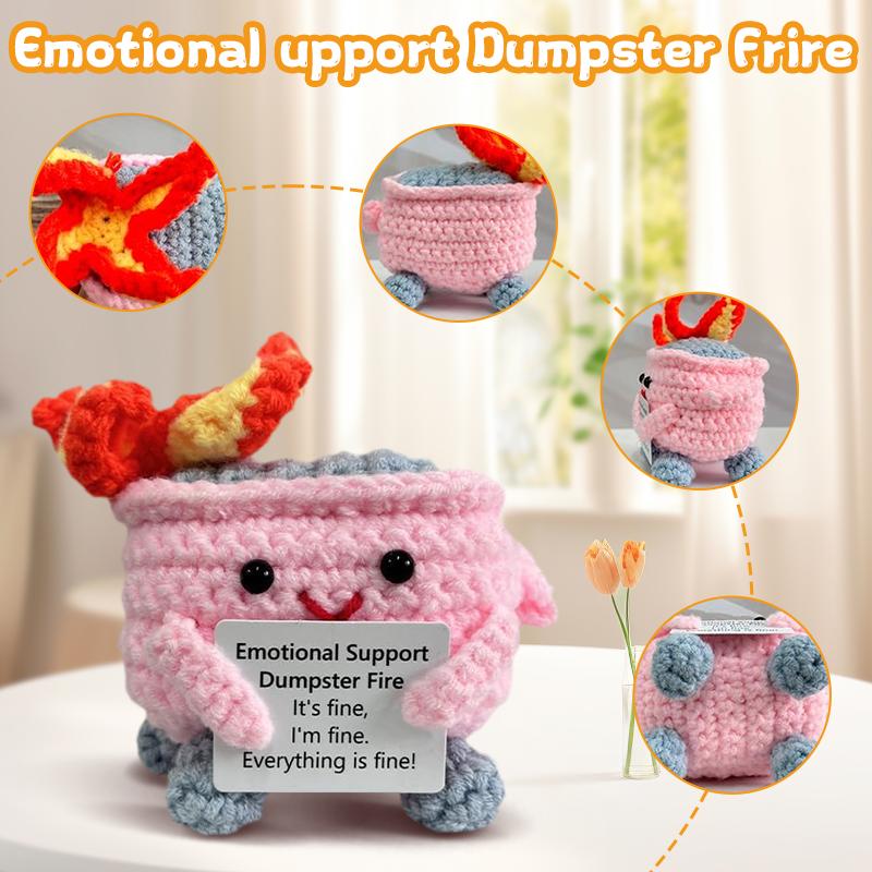 Crochet Dumpster Fire Toy, 1 Count Emotional Support Dumpster Fire Plush Toy, Emotional Support Ornament for Easter Decoration Or Gift 5