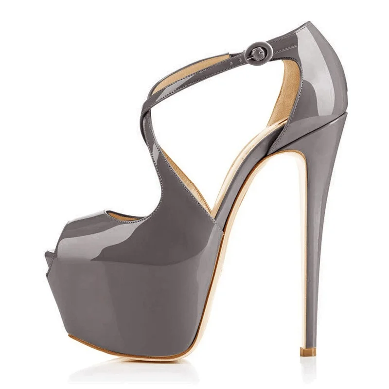 Onlymaker Women's Peep Toe Cross Strap platform Heels 16cm High Heel Sexy open Toe Sandals wedding Stilettos Spike Shoes Plus s