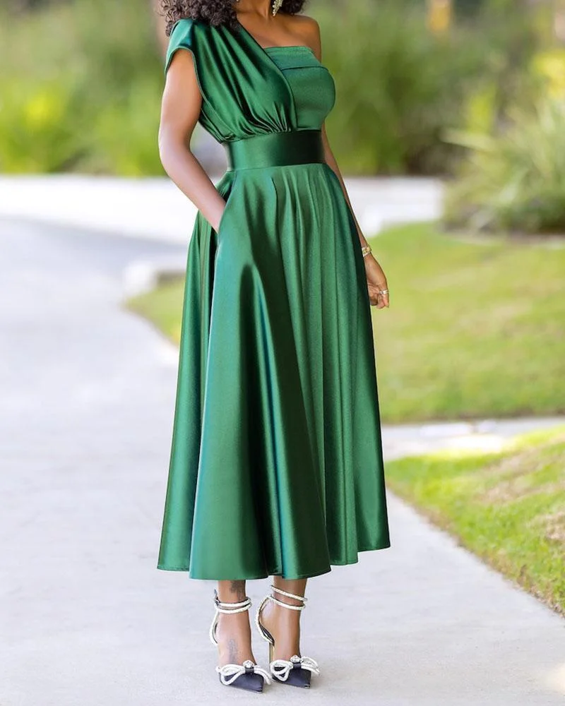 Emerald One Shoulder Dress