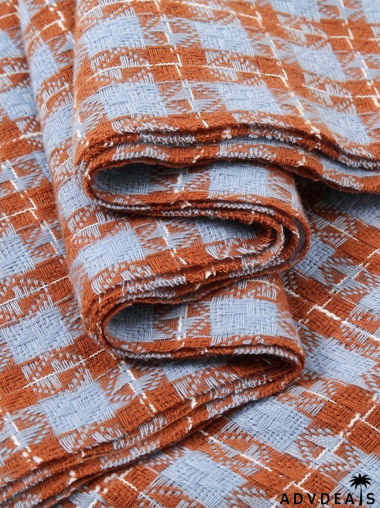 Fringe Hem Plaid Scarf