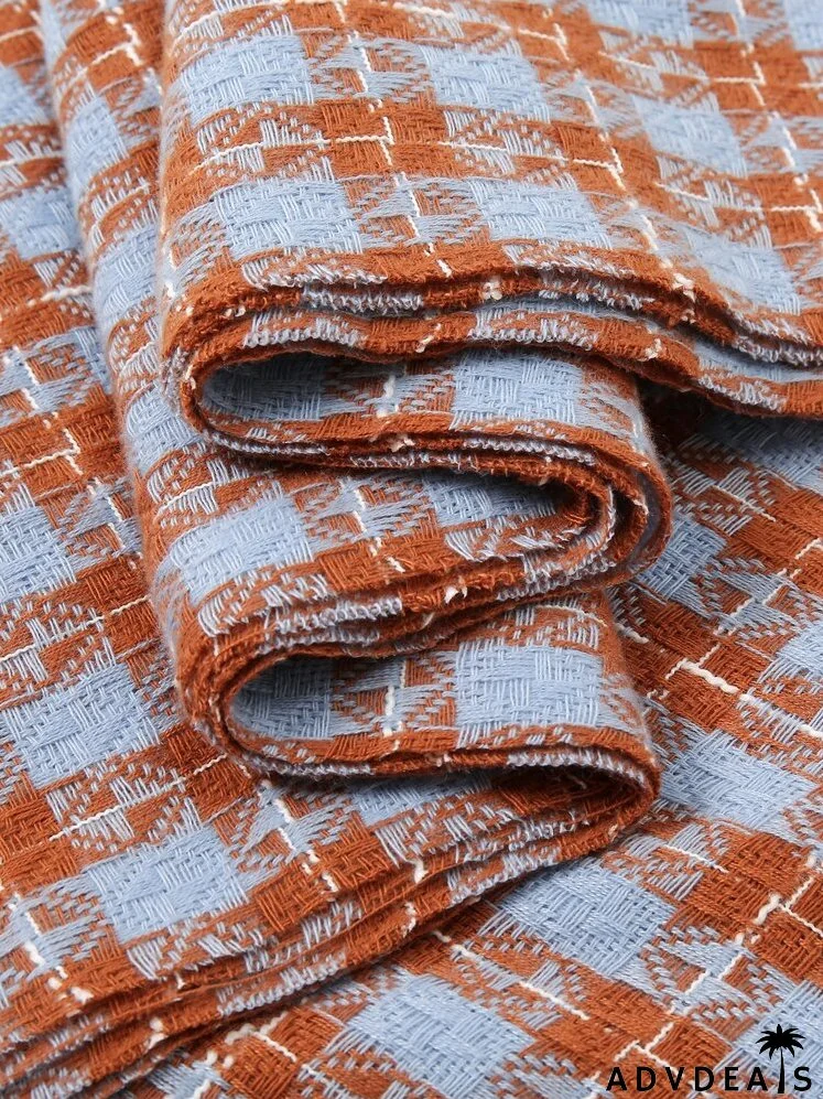 Fringe Hem Plaid Scarf