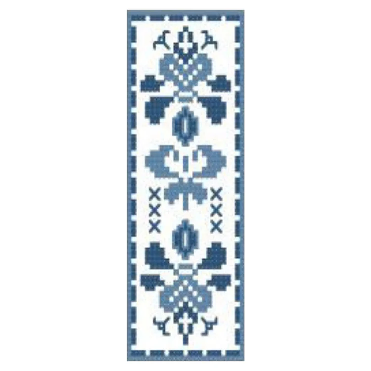 11CT Stamped Double-Sided Flower Pattern DIY Bookmarks Cross Stitch Kits 18x6cm