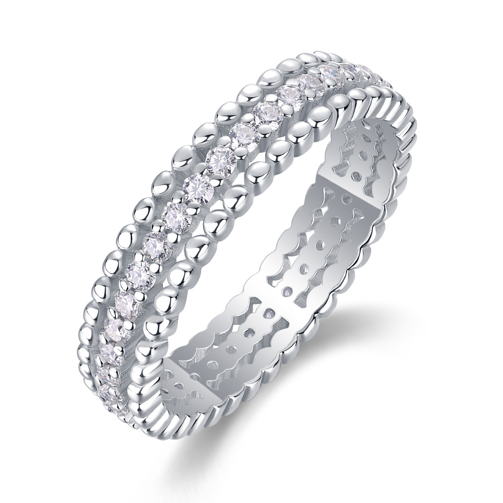 D Color All Moissanite Rings For Women 925 Sterling Silver 18K White Gold Plated Wedding Eternity Bands Sparking Diamond Jewelry