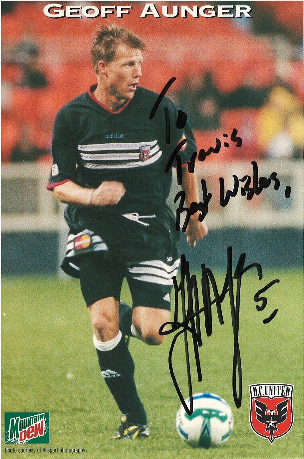 GEOFF AUNGER DC UNITED RARE SIGNED Photo Poster painting