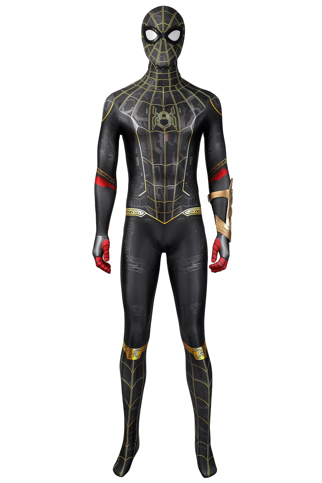 Spider-Man 3 No Way Home Peter Parker Black and Gold Suit Jumpsuit Costume