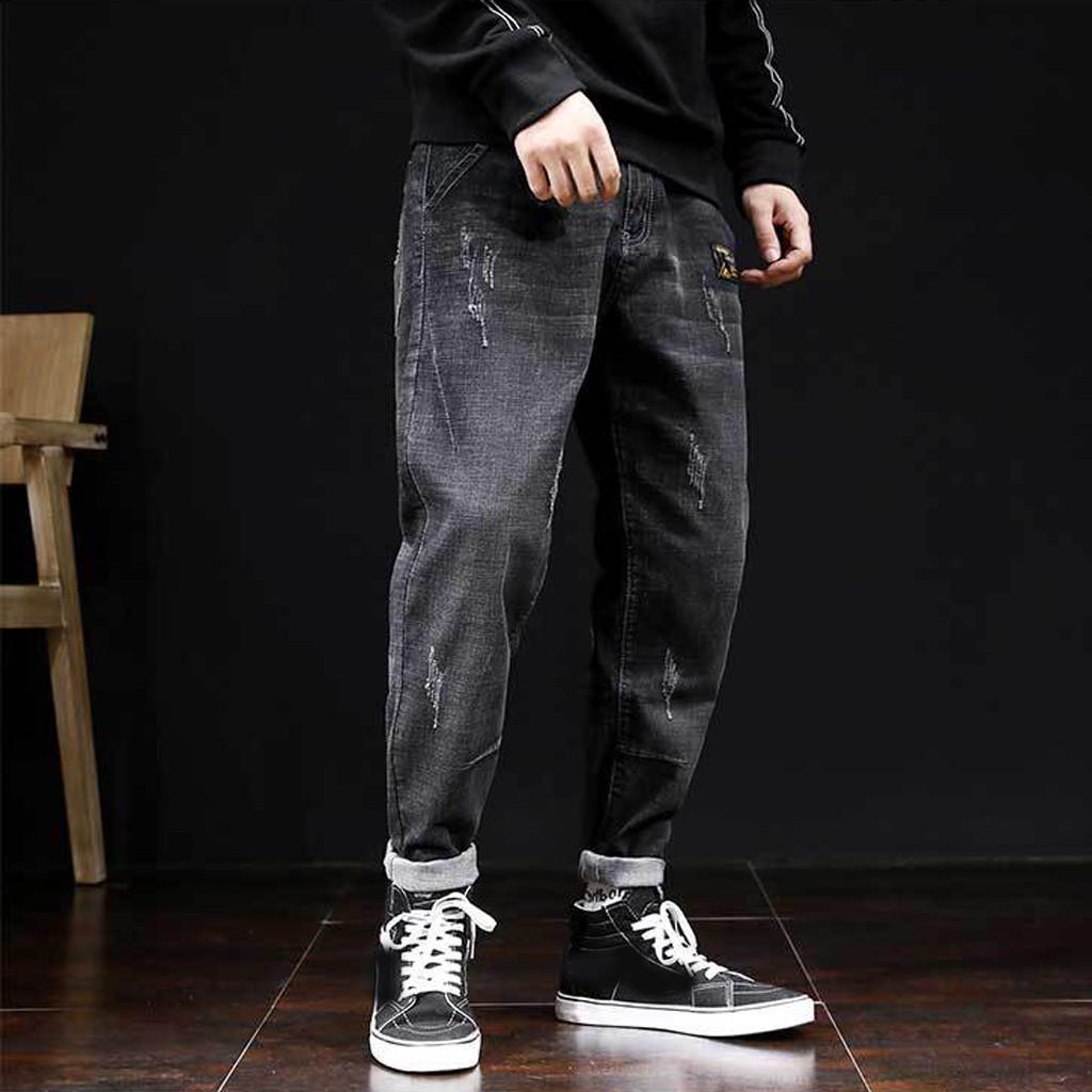 Men's Autumn And Winter Leisure New Fashion Loose Stretch Harlan Beamed Jeans