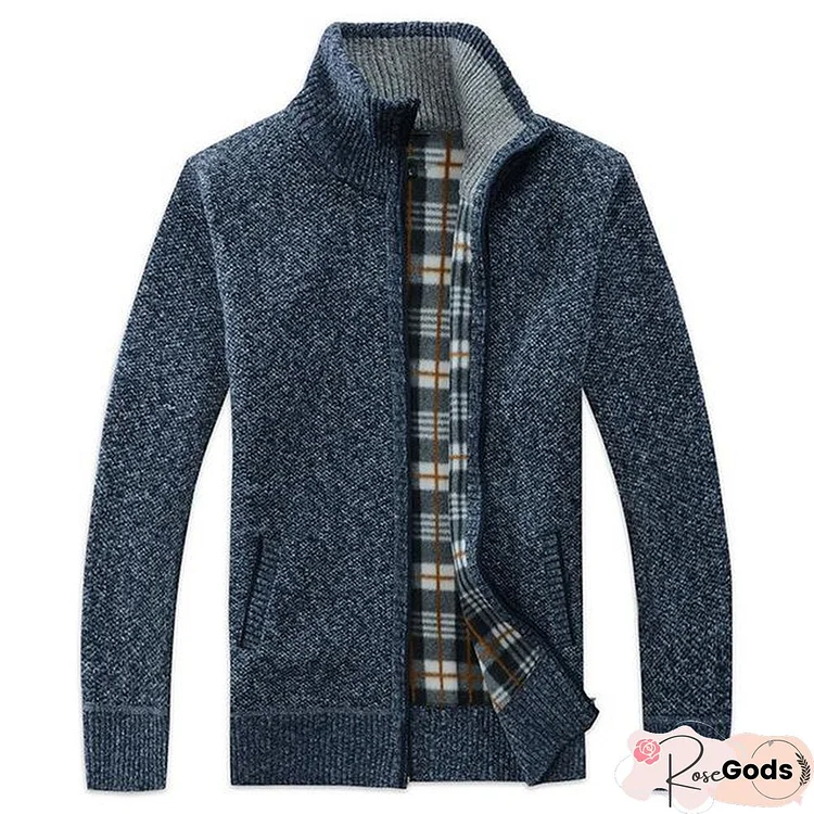 Men's Sweater Coat Sweater Jackets Men Zipper Knitted Thick Coat