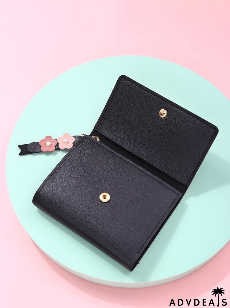 Flower & Faux Pearl Detail Small Purse